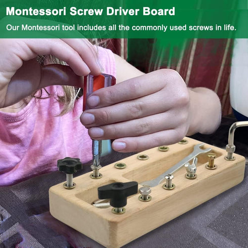 Montessori Screwdriver Board Set - Educational Wooden Toys for 3-5 Year Old Kids, Sensory Learning