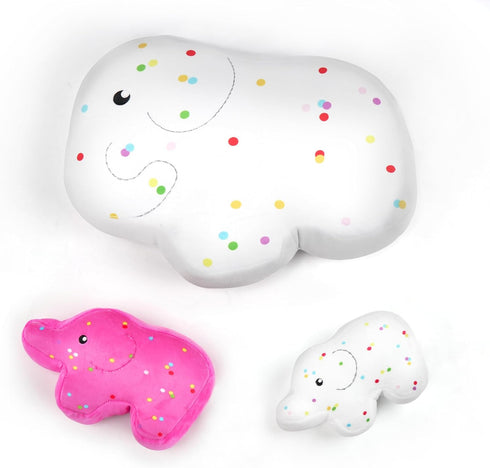 BenBen Elephant Plush Toys, Set of 3 Cute Elephant Family Stuffed Animal, Kawaii Plushies, White & Hot Pink