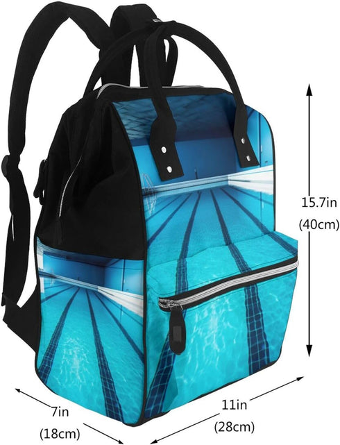FHEDVBN Swimming Backpack Mummy Backpacks Daypack Blue Pool Diaper Bag for Women Multifunction Waterproof for Mom Dad