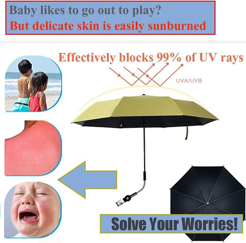 Nakazawa Universal Baby Parasol, Baby Stroller Sun Shade Sun Protection Sun Shade for Strollers, Waterproof Umbrella