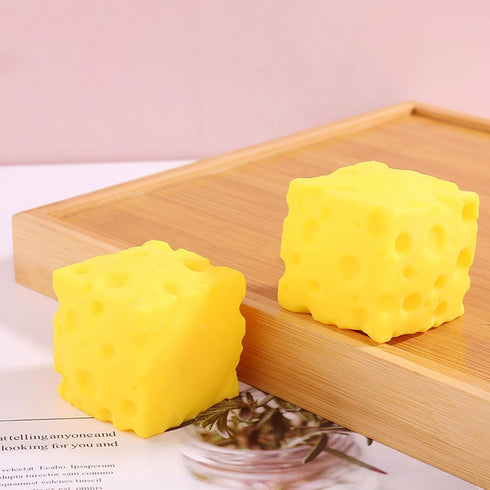 Generic 2 Pack, Jumbo Cheese Squishy, Large Cube Block, Slow Rising, Stress Relief, Sensory Fidget Toy, Yellow, Soft