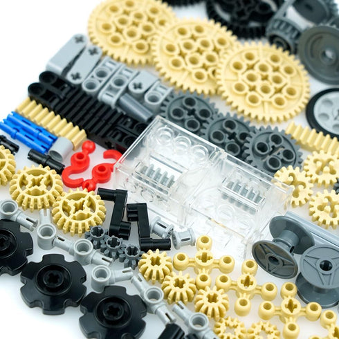 Technical-Pieces-Parts Set, Gears Wheels-and-Axle Pin Connector Pin Rack Steering Wheel Differential, MOC Building