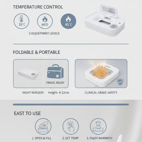 Ymiko Baby Wipe Warmer, Foldable Portable Wipes Dispenser with Smart Temperature Control and Fast Heating for Home Car