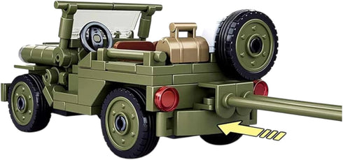 WW2 Set 325 WW2 Set General Jim's Landing Craft Higgins Boat Building Blocks Pieces with Military Jeep & Rotating