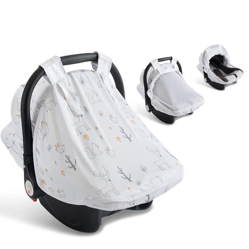 Baby Car Seat Cover, Soft Breathable Privacy Canopy, Comfortable Sun Shade Protect for Newborn Infant Boys Girls