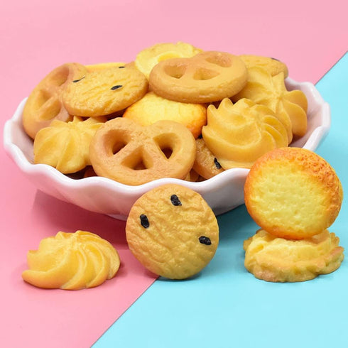 60Pcs X Hot Popcorn Fake Cookies Mini Fake Cookies Artificial Pastries Food Fake Biscuits Model for DIY Craft Home