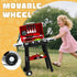 Playset, 3-5, 2-Layer Kids Grill BBQ Toy Grill with Smoke Sound Light and Wheel, Movable Pretend Play Kitchen Toys
