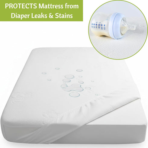 52 28 Vesta Baby Crib Mattress Protector - x Noiseless Waterproof Pad Cover - Absorbent Soft Jacquard Bamboo Rayon