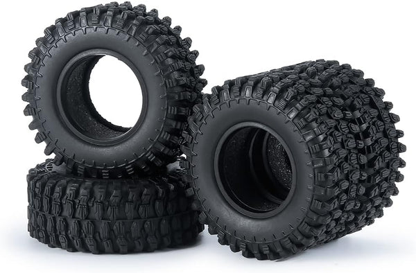 4PCS 1.0" Crawler Tires Rubber Wheel Tires Set for 1/24 Axial SCX24 RC Crawler Car (50mm)