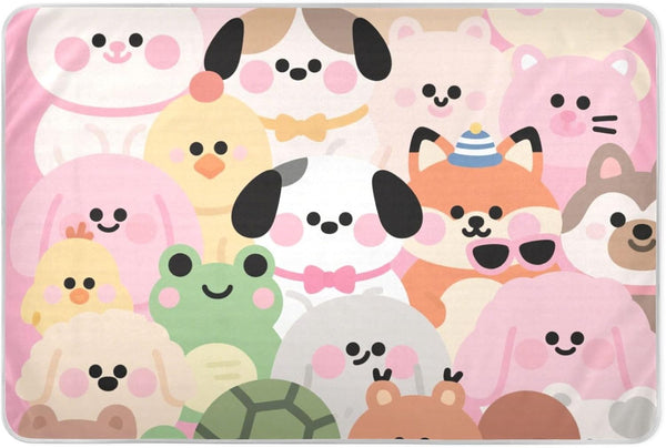 siphylline Cartoon Cute Animals Pink Extra Large Resuable Toddler Mattress Pads Waterproof Washable