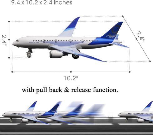 Blue Bump and Go Airplane Toy with Lights and Sounds