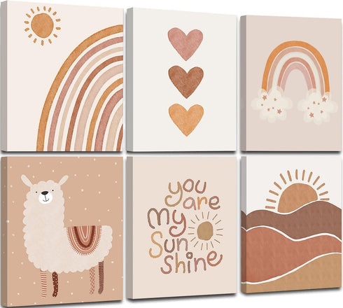 Quzenu Boho Nursery Decor You Are My Sunshine Framed Wall Art Canvas