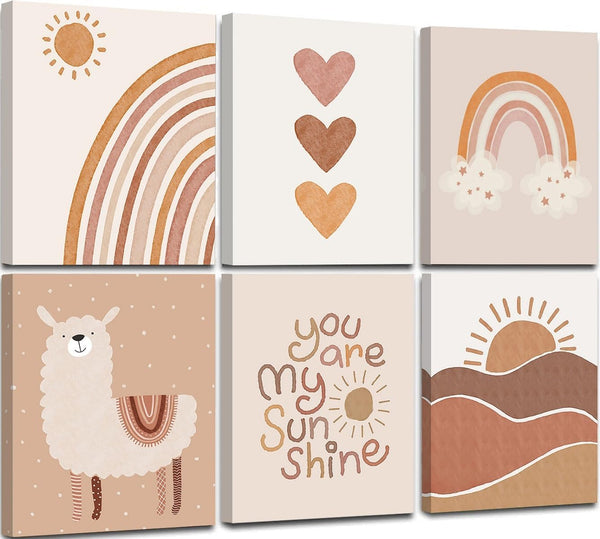 Quzenu Boho Nursery Decor You Are My Sunshine Framed Wall Art Canvas