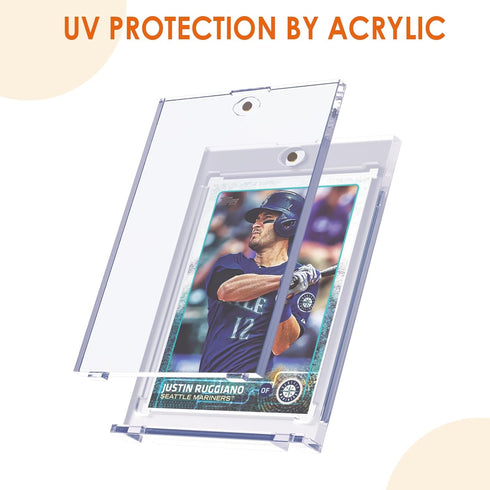 12Pcs Magnetic Card Holders for Trading Cards, 35pt Acrylic Hard Sleeves with Stands for Sports Cards Storage