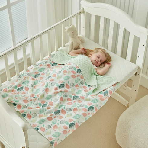 Carseat-30x40 Inches DuShow Leaf Baby Blanket for Girls - Ultra Soft Double Layer Minky Blanket with Dotted Backing