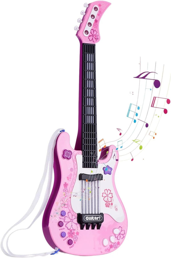 Jakeloo Kids Guitar, Toddler Electric Guitar Toy with Strap, Ideal for 3-8 Year Old Boys Girls (Pink)