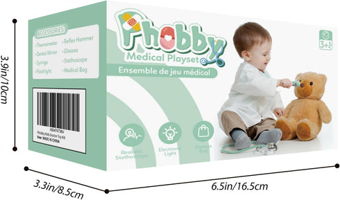 8 Playset 3 4 5 6 Phobby Kids Doctor Kit, Pieces Toddlers Doctor with Medical Storage Bag & Real Stethoscope, Pretend