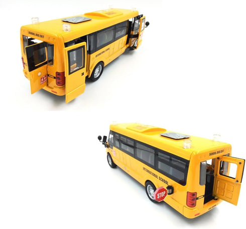 9" Pull Back School Bus with Light Up & Sounds, Die-cast Metal Toy Vehicle