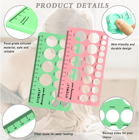 Nipple Ruler, 4 Pcs Nipple Rulers Set for Flange Sizing Measurement Tool, Pink/Green