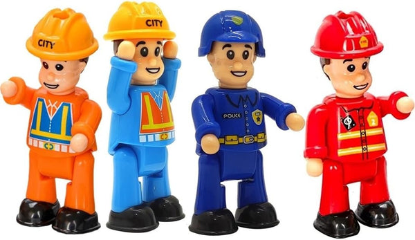 FUNERICA Community Helpers Figures for Kids, Firefighter, Construction Worker, Police Officer Toy Figurines