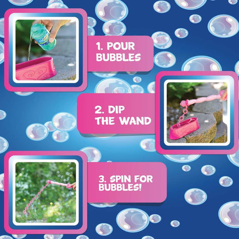Sunny Days Entertainment Pink Princess Bubble Wand Kit, Outdoor Toy for Kids with Bubble Solution