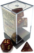 Glitter Polyhedral Ruby/Gold 7-Die Set, Ruby Red/Gold