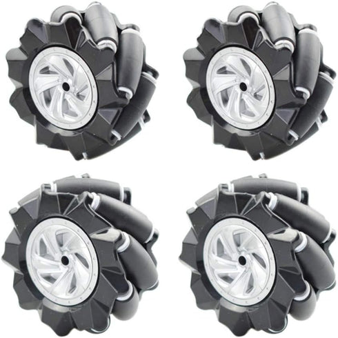 Premium 97mm Omni Directional Tire Mecanum Wheel for AGV Robot Car Chassis, 4pcs Metal 6mm Coupling Motor Connector for