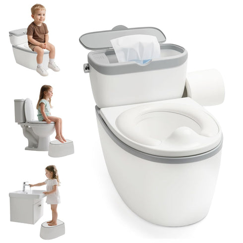 TOSGN 3-in-1 Toddler Potty Training Toilet, for Ages 6 Months+, Realistic Potty Training