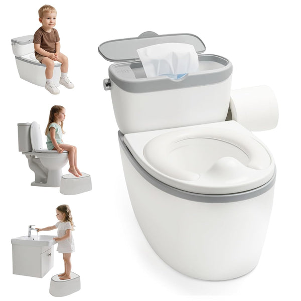 TOSGN 3-in-1 Toddler Potty Training Toilet, for Ages 6 Months+, Realistic Potty Training