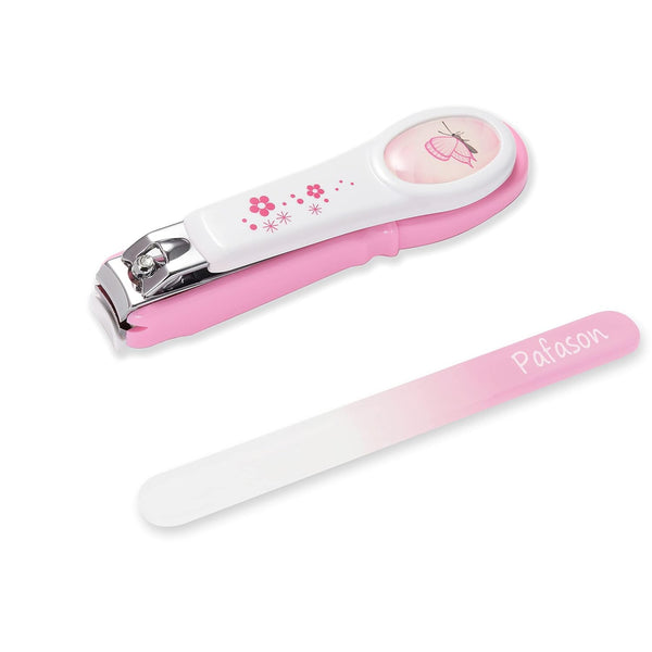 PAFASON Baby Safety Nail Clipper Cutter Trimmer with Nail Catcher and Baby Glass Nail File, Czech Float Glass,