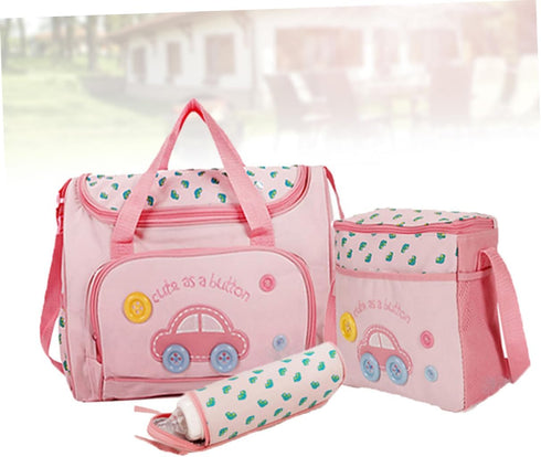 Set Multi-function Diaper Bag Large Capacity Tote with Changing Pad Bag and Feeding Bottle for Parents The