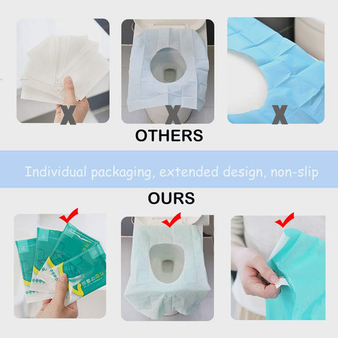 Ditind Disposable Toilet Seat Covers, 30 Pcs, Extra Large PE Film Travel Mats for Kids and Adults, 15.8×23.6 inch