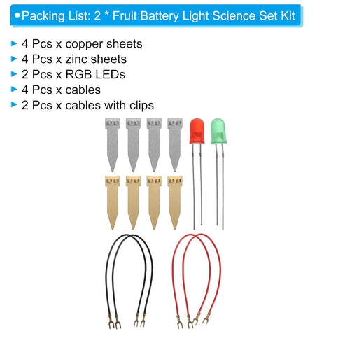 PATIKIL Fruit Battery Science Kit - 2 Set DIY Experiment with Orange, Potato, Lemon for Educational Lab