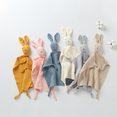 Cream Bunny Organic Cotton Security Blanket for Baby Boys and Girls, Soft Baby Loveys Muslin Cotton Blanket, Breathable Security Blanket Great by TRYTUTRY