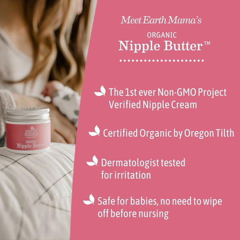 Earth Mama 2 oz (3-Pk) Organic Nipple Butter | Nipple Cream Safe for Breastfeeding | Postpartum Essentials for Nursing