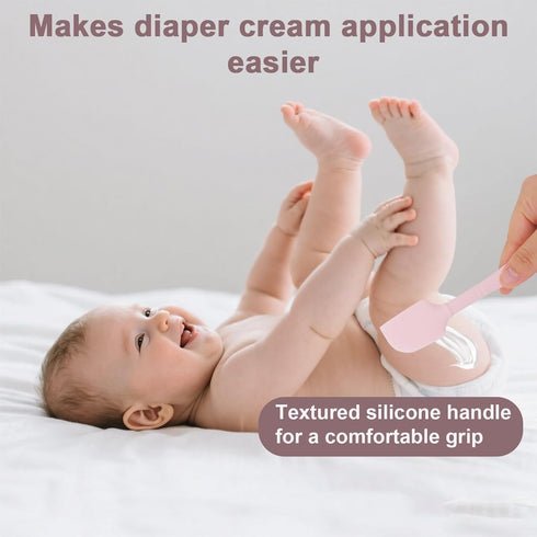 lasuroa 2pcs 2 Baby Diaper Cream Spatula with Travel Case, Sizes Soft Flexible Silicone Butt Paste Applicator Baby