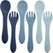 6 Pieces Silicone Baby Feeding Forks and Spoons Set for Toddlers, Mini Kids Utensils, Ocean Color, Over 6 Months