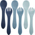 6 Pieces Silicone Baby Feeding Forks and Spoons Set for Toddlers, Mini Kids Utensils, Ocean Color, Over 6 Months