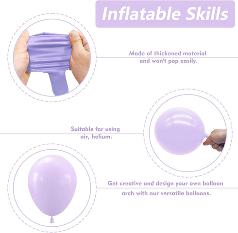 102PCS 18In 12In 10In 5In NISOCY Pastel Purple Balloons Arch Garland Kit, Light Purple Lilac Lavender Balloons