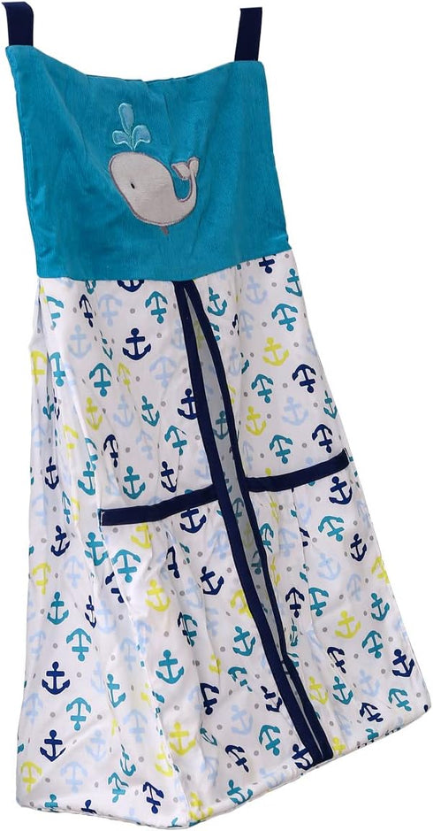 CribMATE Embroidery Crib Diaper Stacker Blue Whale Arrow Crib Diaper Hanging Bag (Blue Whale Arrow)