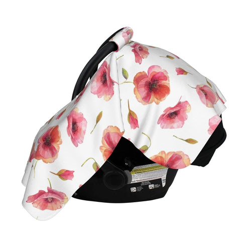 Zhbvncp Flowers of Poppy Baby Car Seat Cover & Breastfeeding Nursing Cover - Breathable Stretch Fabric Multi-Use