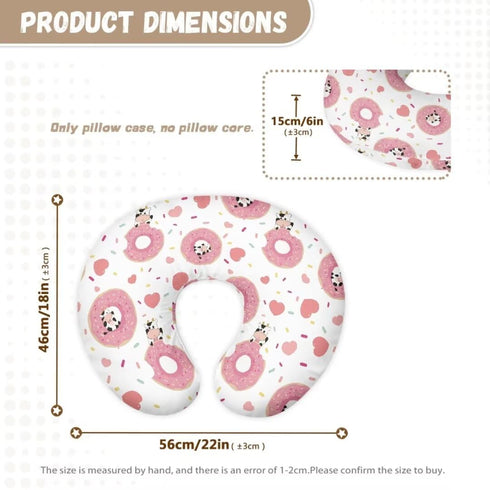 Breastfeeding Pillow Cover Boys Girls, Cute Donut Cow Love Baby Nursing Pillow Case for Newborn, Soft Fabric Fits Snug