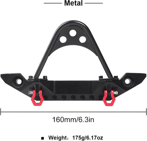 INJORA RC Front Bumper Metal with LED Light for 1:10 RC Crawler TRX-4 Axial SCX10 SCX10 II 90046 SCX10 III AXI03007
