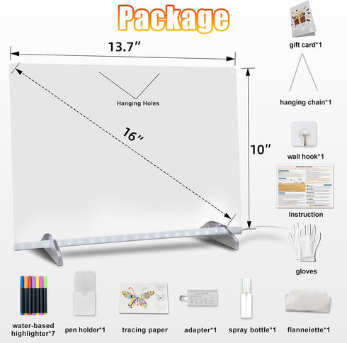 Colors,16''Drawing Tablet,6 8 13 3+,Tracing Led Note Board with Modes & Colors Light Up Drawing Board,Kids Toy