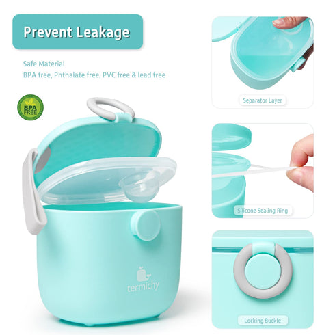 Termichy Baby Formula Dispenser, Portable Milk Powder Dispenser Container with Carry Handle and Scoop for Travel,