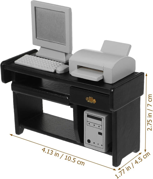 NUOBESTY Miniature Computer Simulation Office Furniture Dollhouse Accessories Mini Desktop Chair Keyboard Model for Dollhouse Black