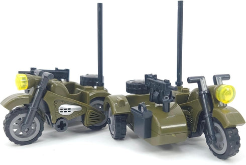General Jim's WW2 German Military Motorcycle and Removable Sidecar Building Blocks Set (Green)