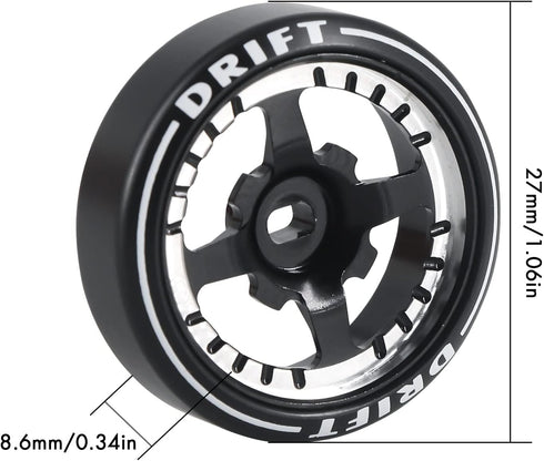 New 4 Pcs RC Car Drift Wheels with Logo Tires for 1/28 WLtoys K969 K989 K929, 4 Spoke Aluminum Alloy Tires