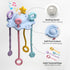 Montessori Pull String Toys for Baby, 100% Food Grade Silicone with Built-in Rattle Function, Easy to Clean (Blue)