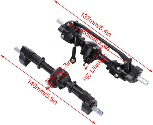 Qiilu C24 Upgrades, C24 Axle Upgrade Metal Front Rear Axle for C14 C24 C34 C44 B14 B24 1/16 RC Car Parts